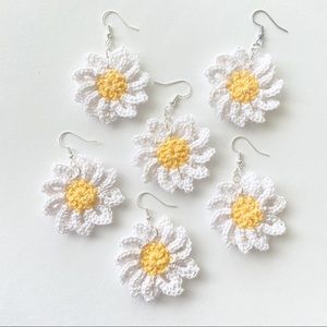 Daisy Spring Earrings Crochet Handmade 🧶